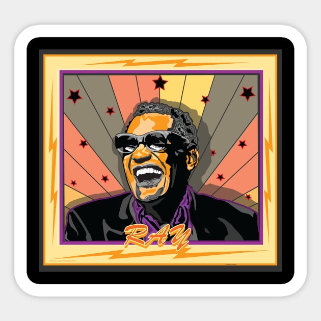 RAY CHARLES AMERICAN SINGER SONGWRITER PIANIST Sticker by Larry Butterworth